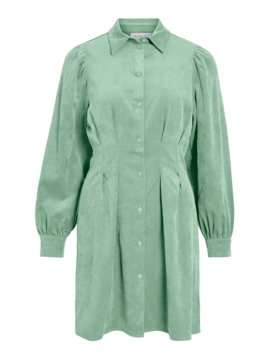  VICORDU L/S SHIRT DRESS SMOKE GREEN
