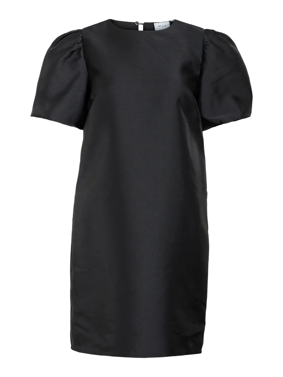 VISHINA 2/4 O-NECK SHORT DRESS/1/PTY/KA BLACK