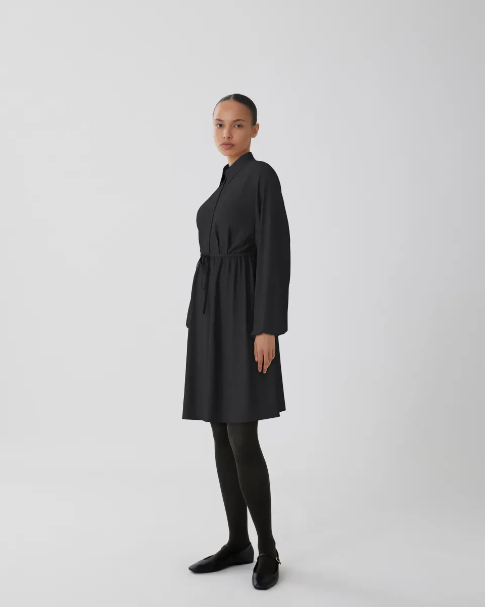 VISURASHIL L/S SHIRT DRESS/PB  BLACK