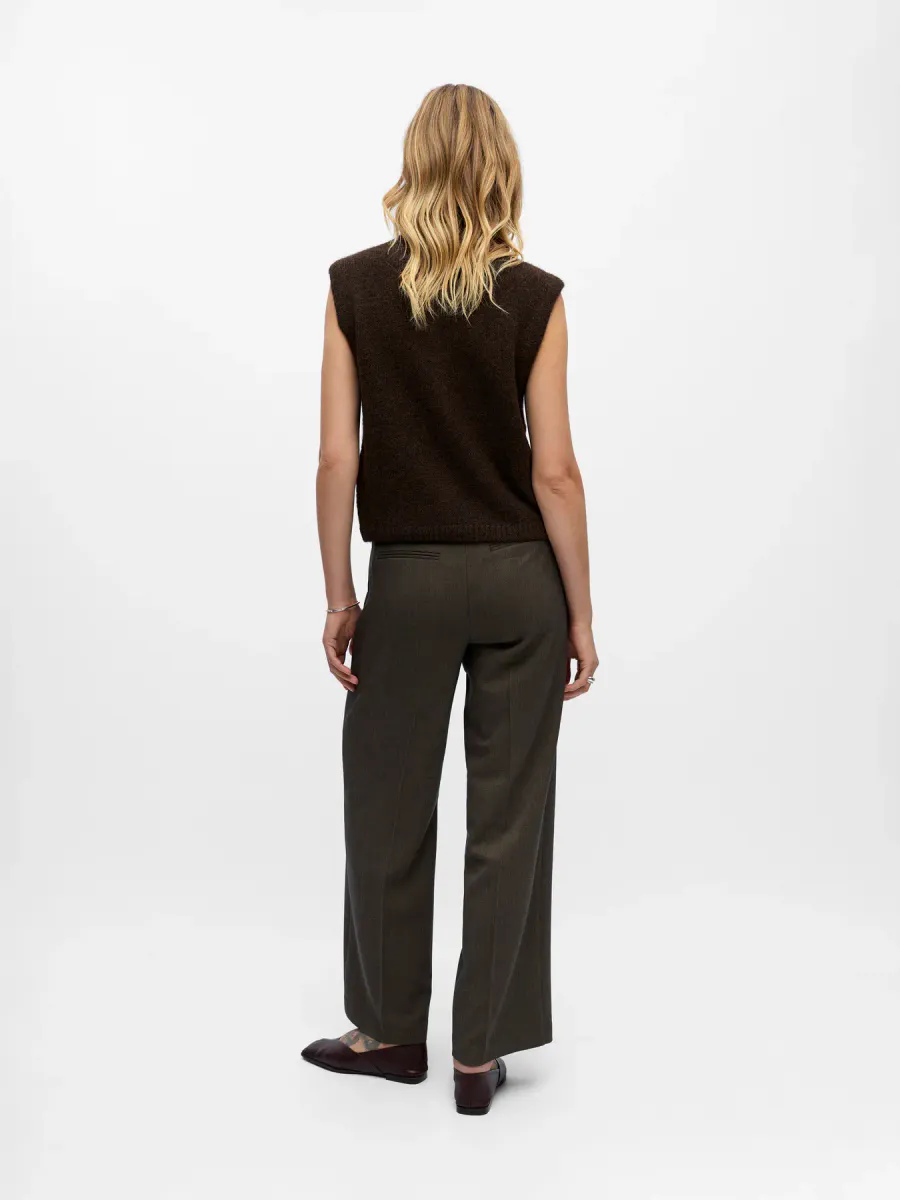 OBJSAGGIA RE KNIT VEST CARDIGAN SEAL BROWN MELANGE