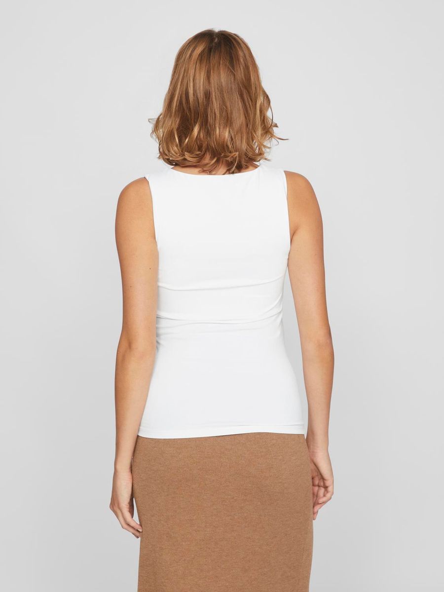 VIKENZA U-NECK S/L TANK TOP OPTICAL SNOW