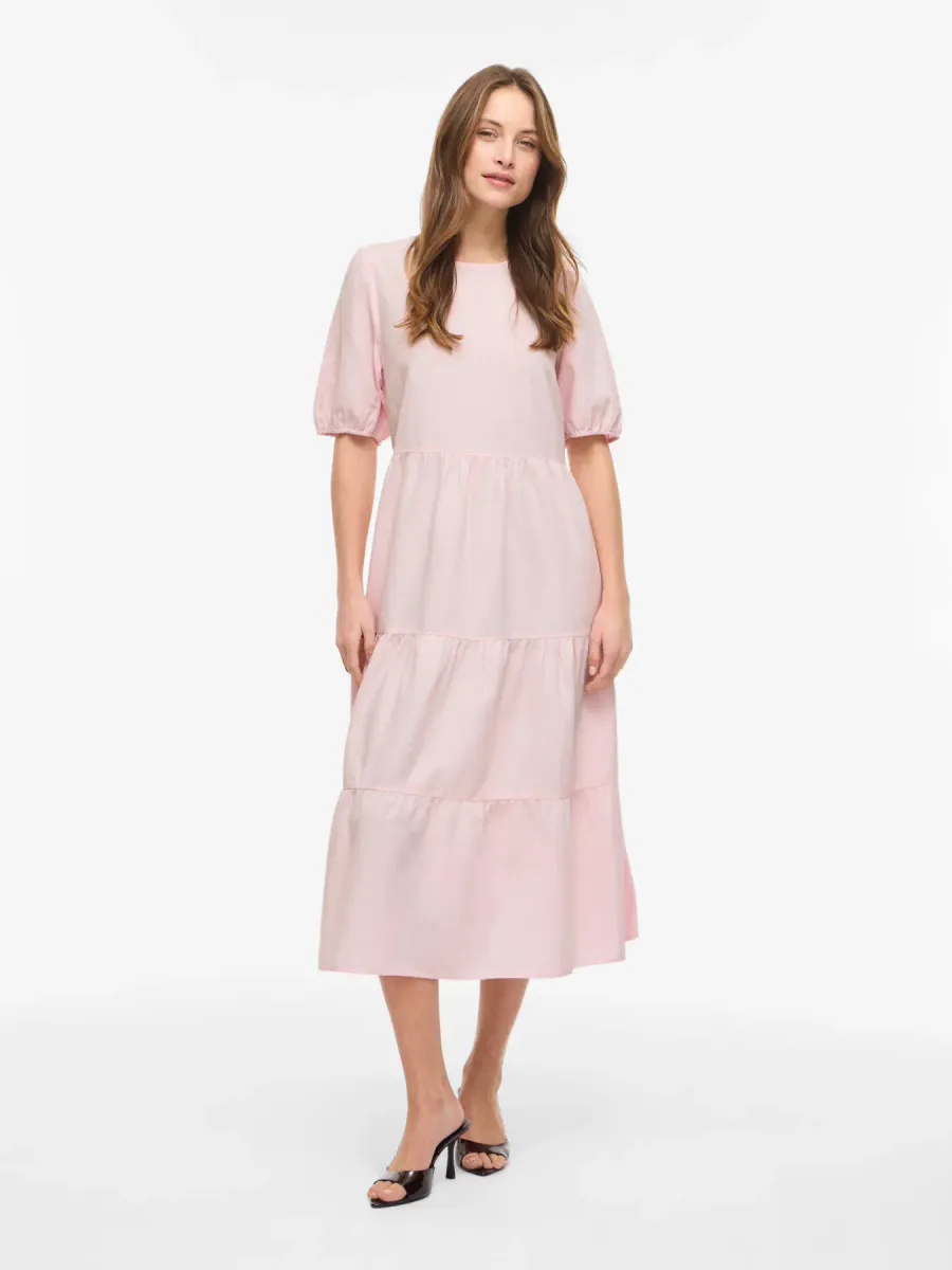 VIPRISILLA 2/4 O-NECK MIDI DRESS/VOL/R CHERRY BLOSSOM