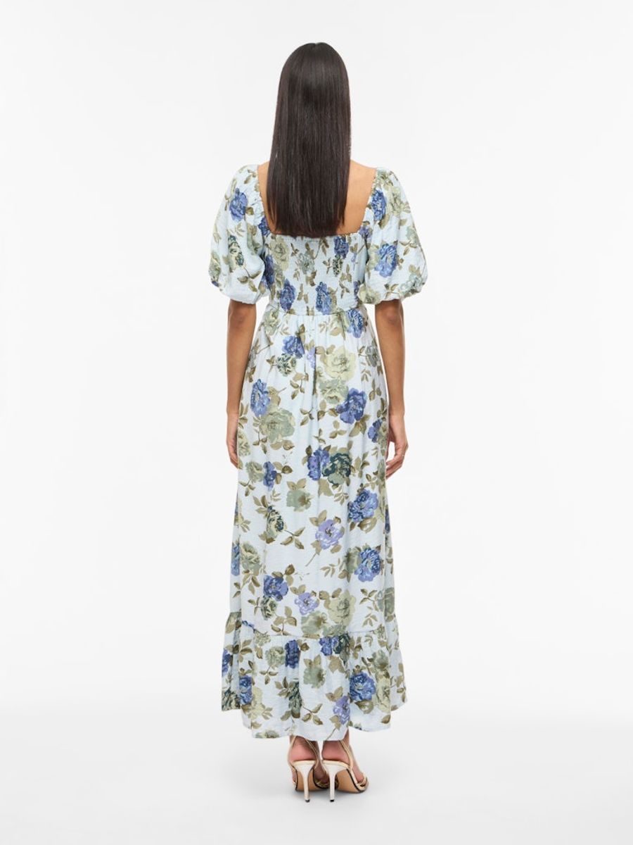 VIFLOLA SQUARE NECK 2/4 ANKLE DRESS/DC/R NANTUCKET BREEZE