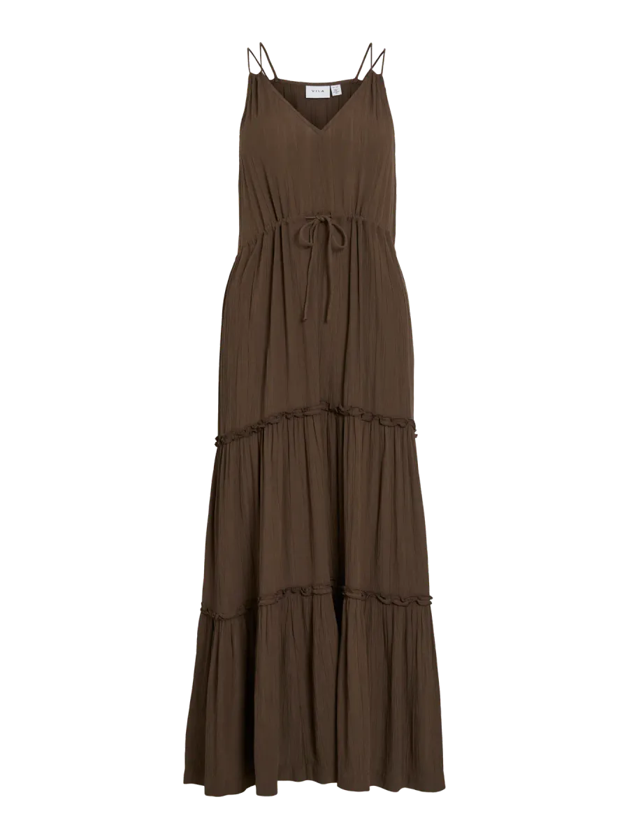 VILOMANJA V-NECK S/L ANKLE DRESS/VOL SLATE BLACK