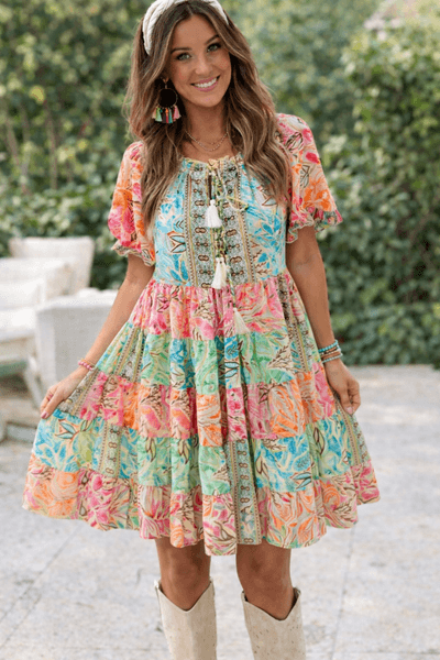 Hovedbilde BRIANN KORT BOHEMSK KJOLE PASTEL
