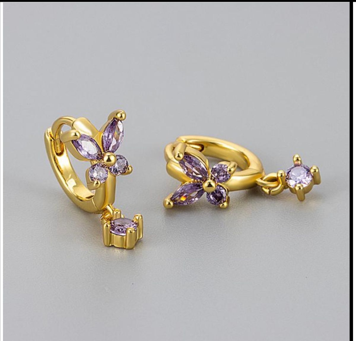 CATHY EARRINGS STAINLESS STEEL G VIOLET