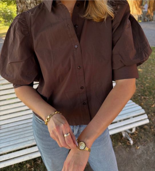 Hovedbilde VIREALU 2/4 COLLAR SHIRT COFFE BEAN