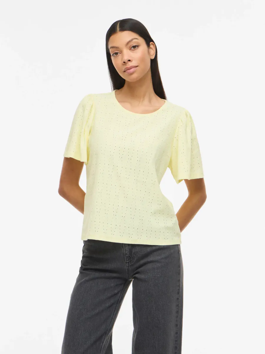 VIBELLI O-NECK S/S TOP PASTELL YELLOW