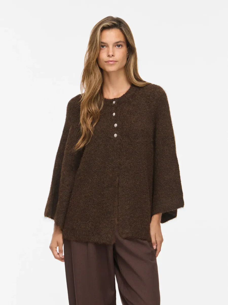 VIBOWS 3/4 KNIT CARDIGAN COFFE BEAN