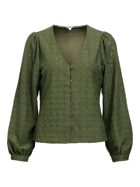 Hovedbilde OBJLAILA L/S V-NECK TOP BRONZE GREEN