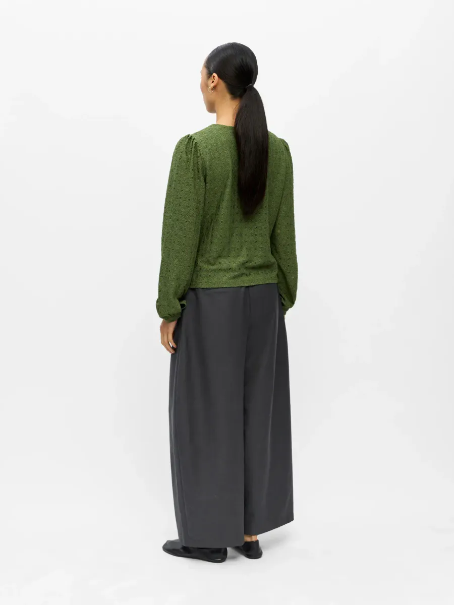 OBJLAILA L/S V-NECK TOP BRONZE GREEN