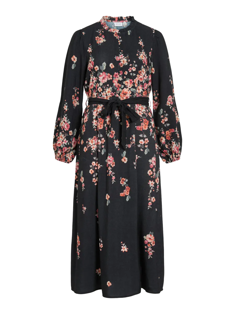 VIELMA BAI O-NECK LS ANKLE DRESS/LN