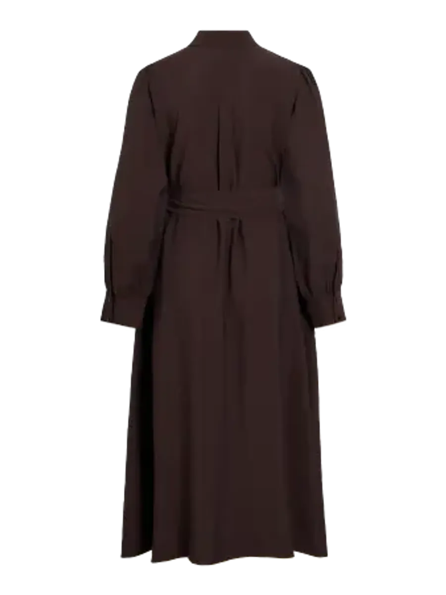  VIALINIA CAROL L/S MIDI SHIRT DRESS/LN COFFE BEAN